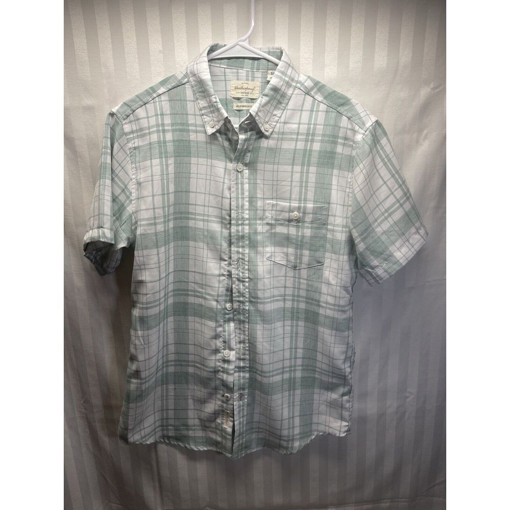 Weatherproof Vintage Button Short Sleeve Easy Care Performance Shirt‎ Mens Small